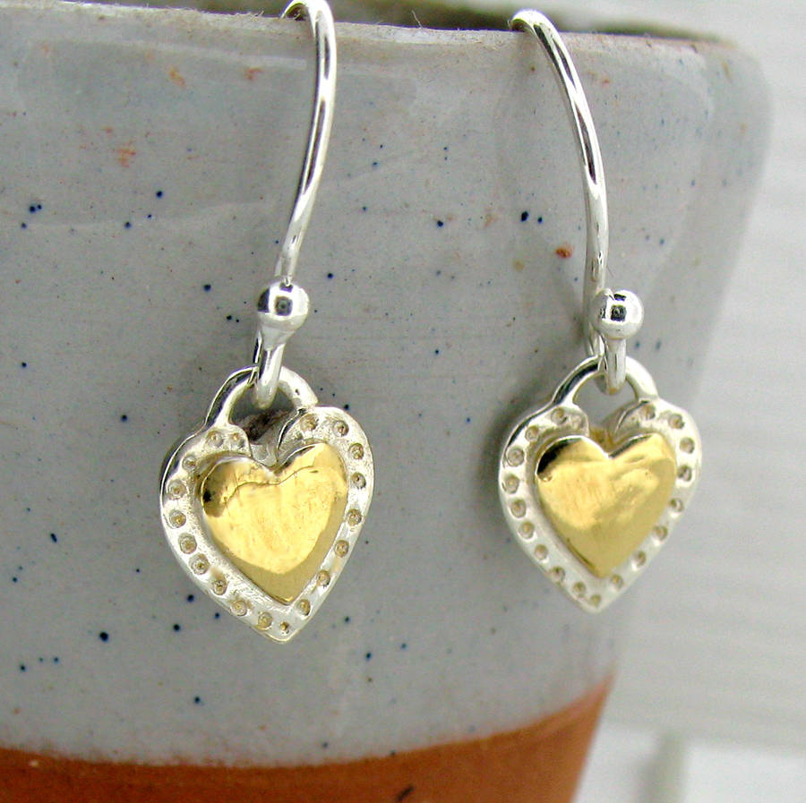 Silver And Gold Vermeil Heart Earrings, 1 of 6