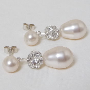 Diamante And Pearl Drop Earrings By Katherine Swaine ...