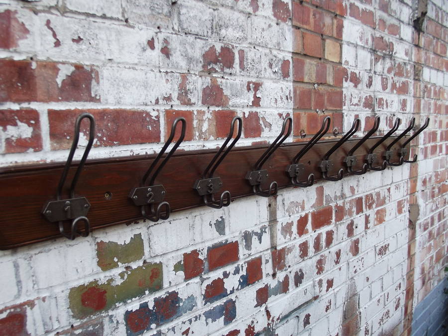 Row Of Ten Industrial Hooks By WOODS VINTAGE HOME INTERIORS
