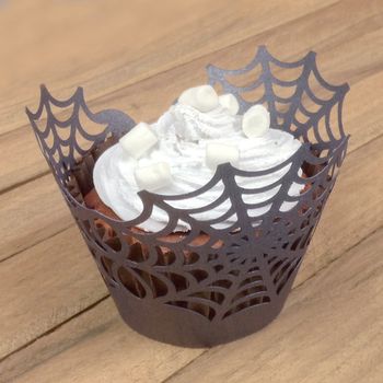 12 Halloween Spider Web Cupcake Wrappers, 3 of 5