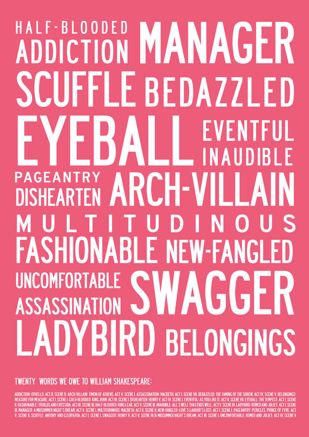 20 Words We Owe To Shakespeare Quote Print By I Love Design