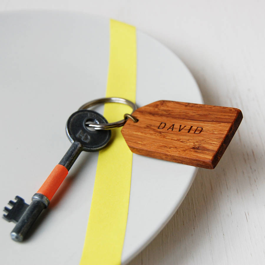 Personalised Wooden Luggage Tag Keyring By Clara and Macy