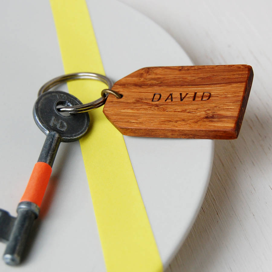 Personalised Wooden Luggage Tag Keyring By Clara and Macy