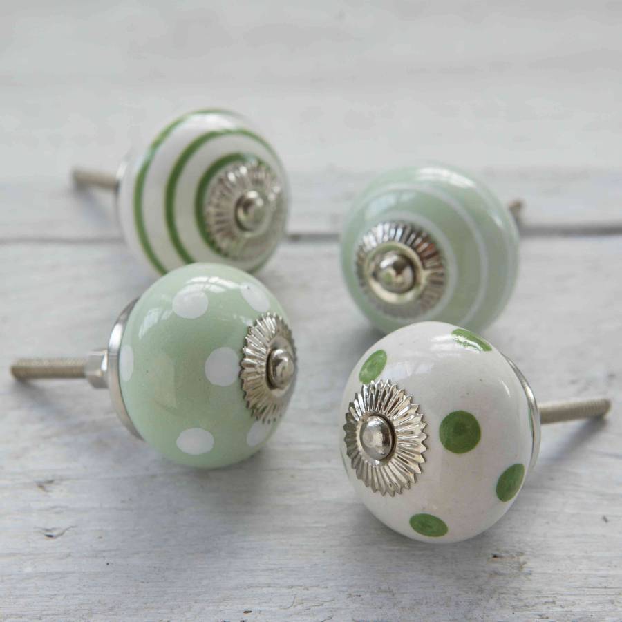 Green Decorative Ceramic Cupboard Drawer Knobs By Pushka Home Notonthehighstreet Com