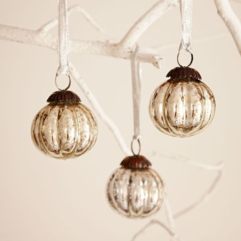 Set Of Three Antique Effect Glass Christmas Baubles, 5 of 5