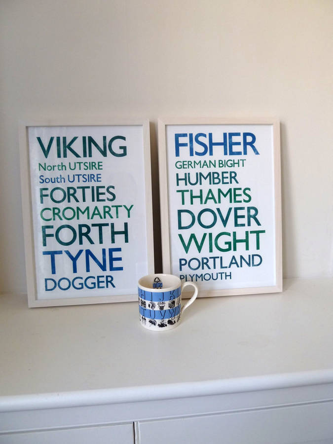 The Shipping Forecast Print A4 Set Of Four By Flowers And Fleurons The Shipping Forecast Print A4 Set Of Four By Flowers And Fleurons