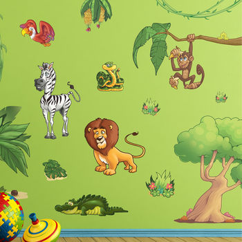 Childrens Jungle Animals Wall Stickers Small Pack By The Binary Box