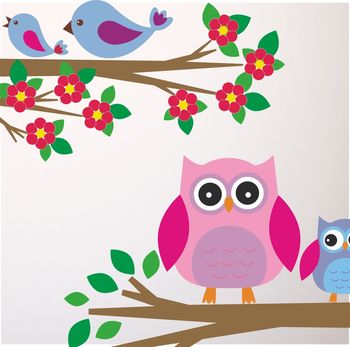 Owls And Birds Branch Wall Stickers, 2 of 4