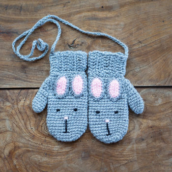 Crocheted Child's Animal Character Mittens, 7 of 11