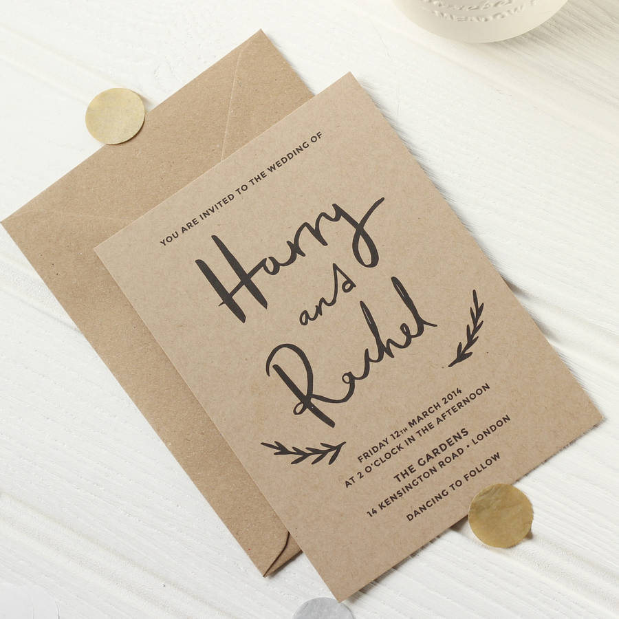 Floral Kraft Wedding Invite By Old English Company | notonthehighstreet.com