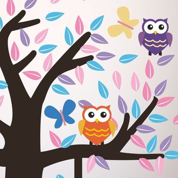 Owl Tree Fabric Wall Sticker Set, 2 of 5