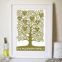 Personalised Family Tree Print Inspired By Gustav Klimt, thumbnail 4 of 7