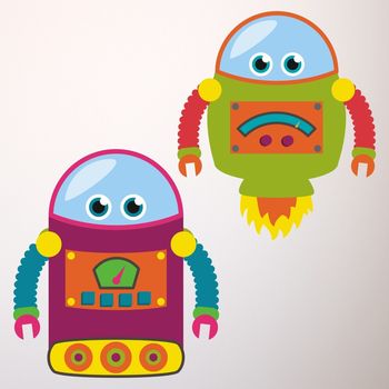 Robot Fabric Wall Stickers Set, 2 of 4