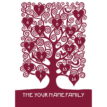 Personalised Family Tree Print Inspired By Gustav Klimt, 7 of 7