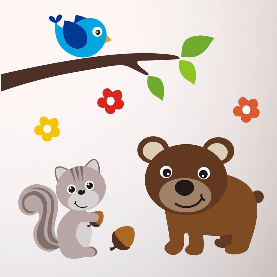 woodland animals scene wall sticker by mirrorin