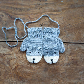 Crocheted Child's Animal Character Mittens, 4 of 11