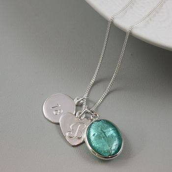 Silver Necklace With Murano Glass Oval And Initial, 10 of 10