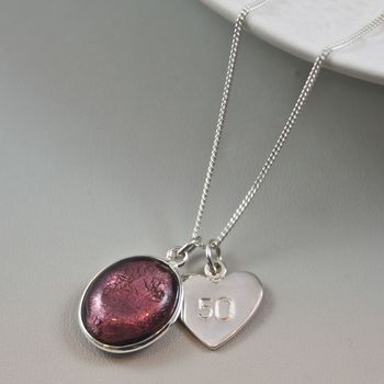 Silver Necklace With Murano Glass Oval And Initial, 9 of 10