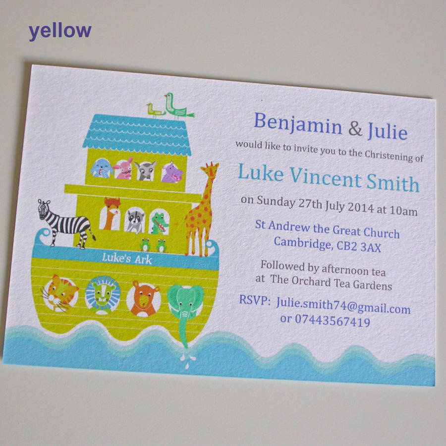 boys noahs ark christening invitations boys invitations