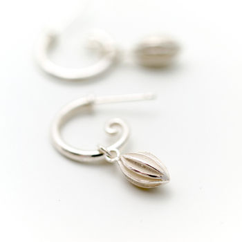 Silver Curly Hoop With Drop Pod, 3 of 7