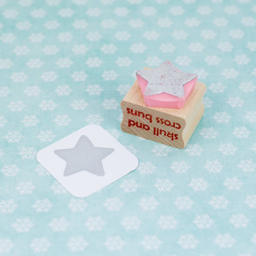 Christmas Solid Star Rubber Stamp By Skull And Cross Buns Rubber Stamps