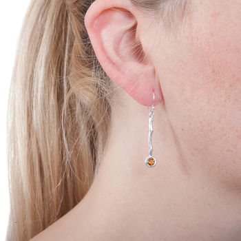 Silver And Citrine Long Drop Earrings, 2 of 2