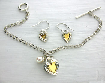 Silver And Gold Vermeil Heart And Pearl Bracelet, 2 of 5