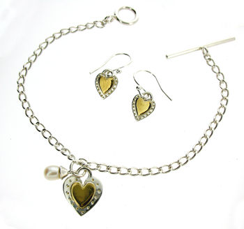Silver And Gold Vermeil Heart And Pearl Bracelet, 3 of 5