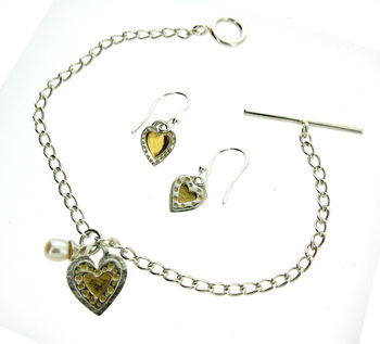 Silver And Gold Vermeil Heart And Pearl Bracelet By Will Bishop