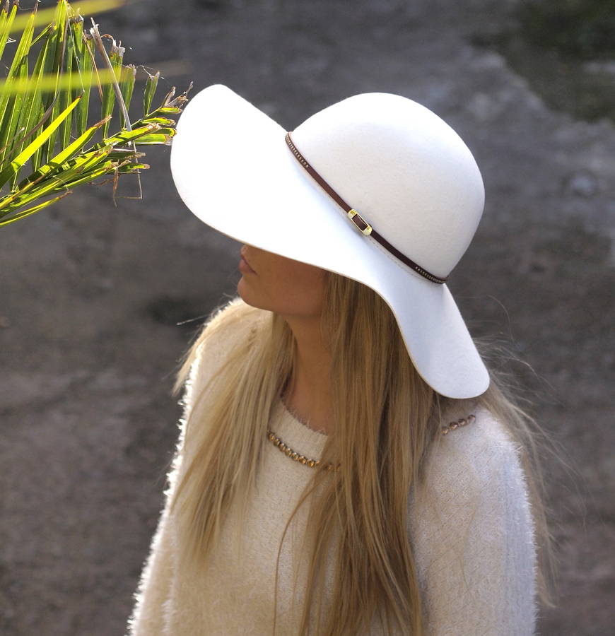 white floppy wool hat