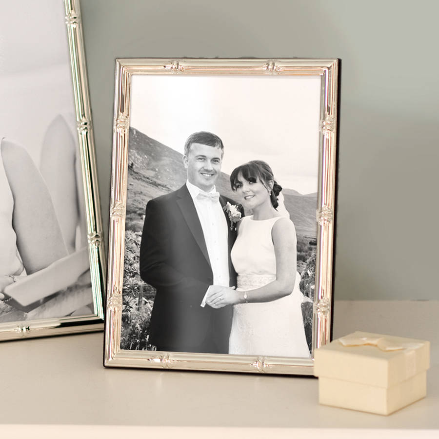 silver picture frame with bamboo edge by jodie byrne