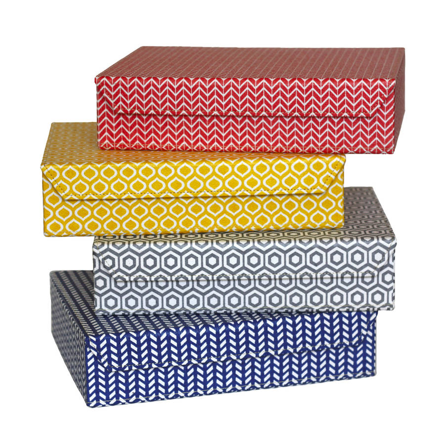 recycled geometric a4 storage box file by heart & parcel