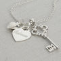 Personalised Sterling Silver Key And Heart Necklace, thumbnail 2 of 9