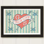 Personalised Wedding Print: Vintage Style Love Heart, thumbnail 2 of 3