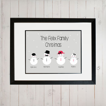 Personalised Snow Family Christmas Print, 2 of 4