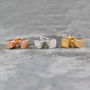 Cube Tiny Silver/Rose Gold Plated Stud Earrings, thumbnail 2 of 4