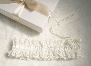 Satin Pearl And Lace Bridal Wedding Garter, 2 of 4