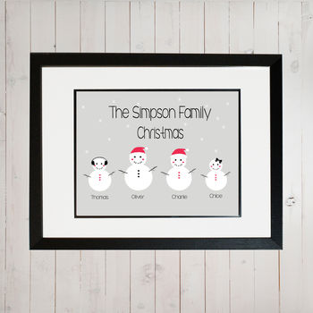 Personalised Snow Family Christmas Print, 3 of 4
