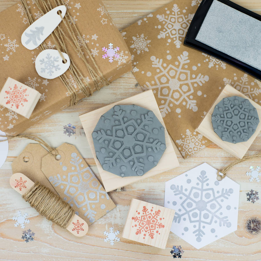 Christmas Dotty Snowflake Rubber Stamp, 1 of 4