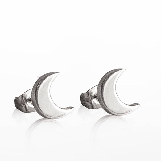 Sterling Silver Half Moon Stud Earrings By Tales From The Earth