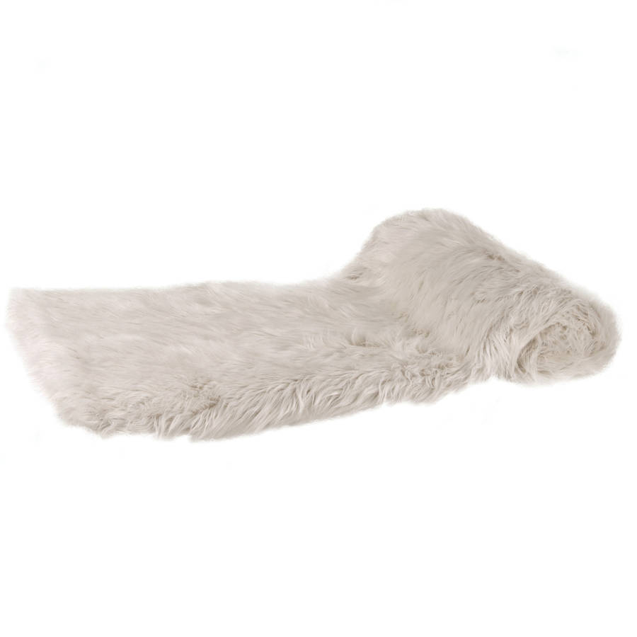 thick cream faux fur throw by out there interiors