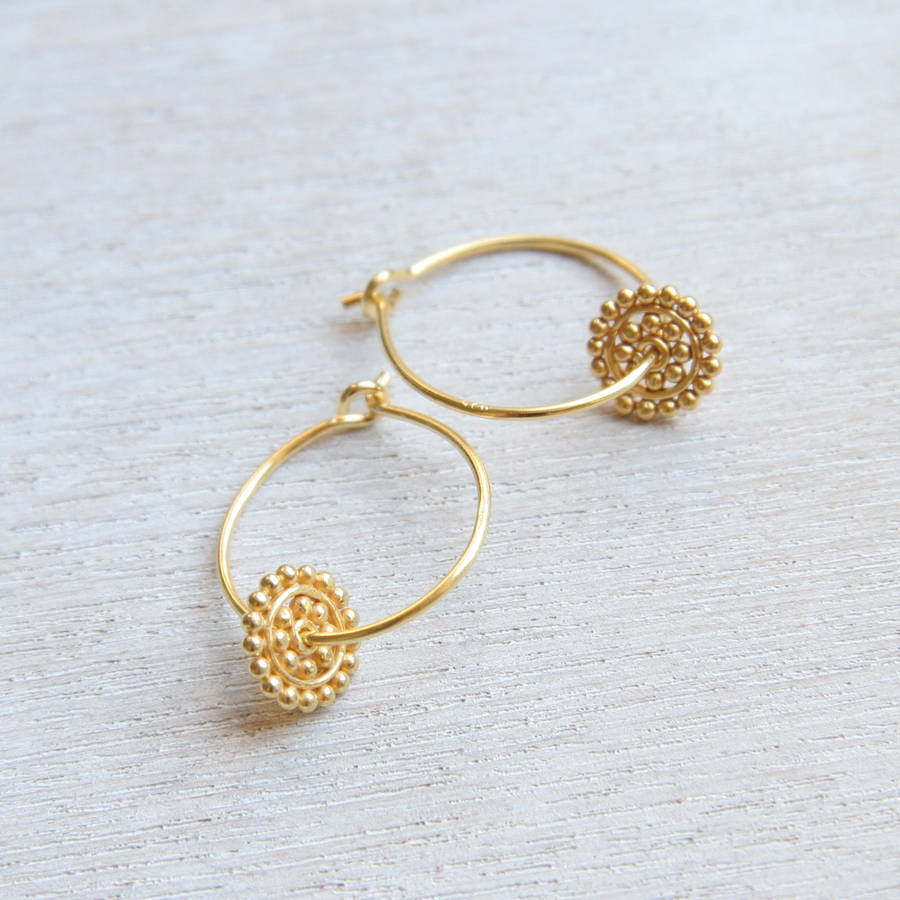 dotty disc gold hoop earrings by myhartbeading | notonthehighstreet.com