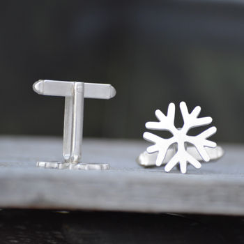 Snowflake Cufflinks In Sterling Silver, 2 of 5