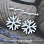 Snowflake Cufflinks In Sterling Silver, thumbnail 3 of 5