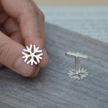 Snowflake Cufflinks In Sterling Silver, 4 of 5