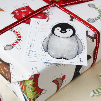 Dress Up A Penguin Christmas Wrapping Paper, 9 of 12