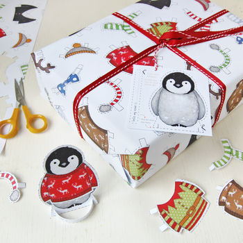 Dress Up A Penguin Christmas Wrapping Paper, 8 of 12