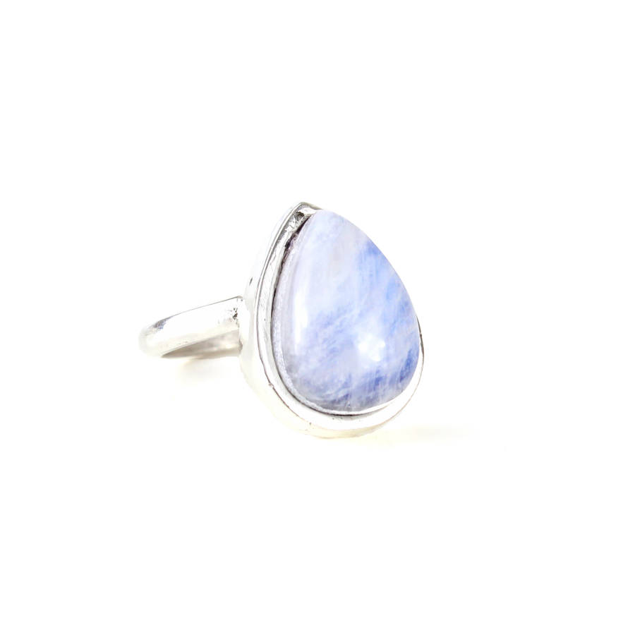 Large Statement Sterling Silver Teardrop Moonstone Ring By Amelia May ...