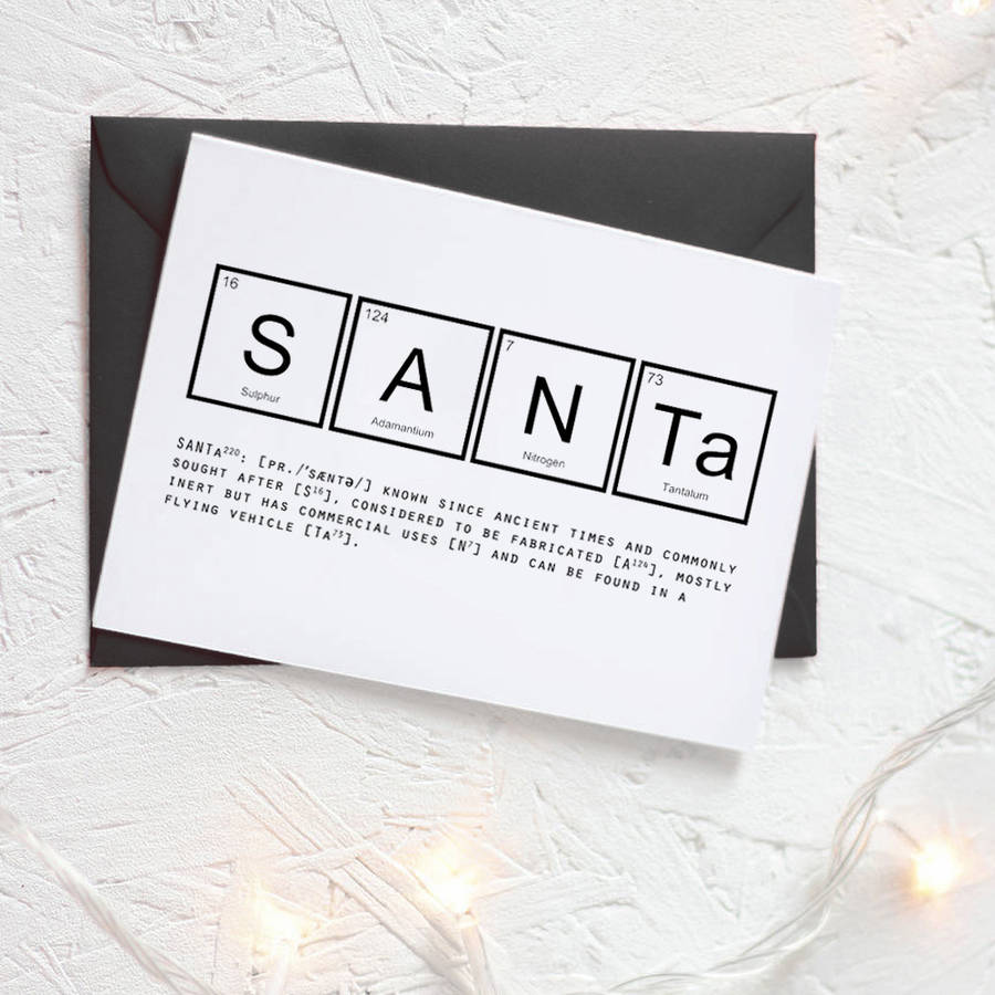 Christmas periodic table santa card packs by newton and 