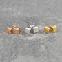 Disc Square Gold Plated And Silver Stud Earrings, thumbnail 1 of 6
